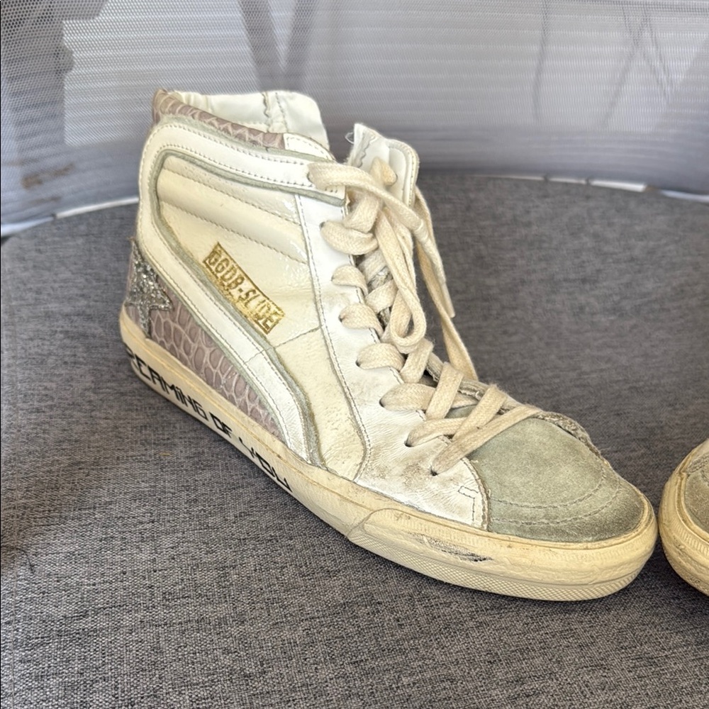 Golden Goose White and Gray Vintage Sneakers